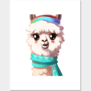 Cute Llama Drawing Posters and Art